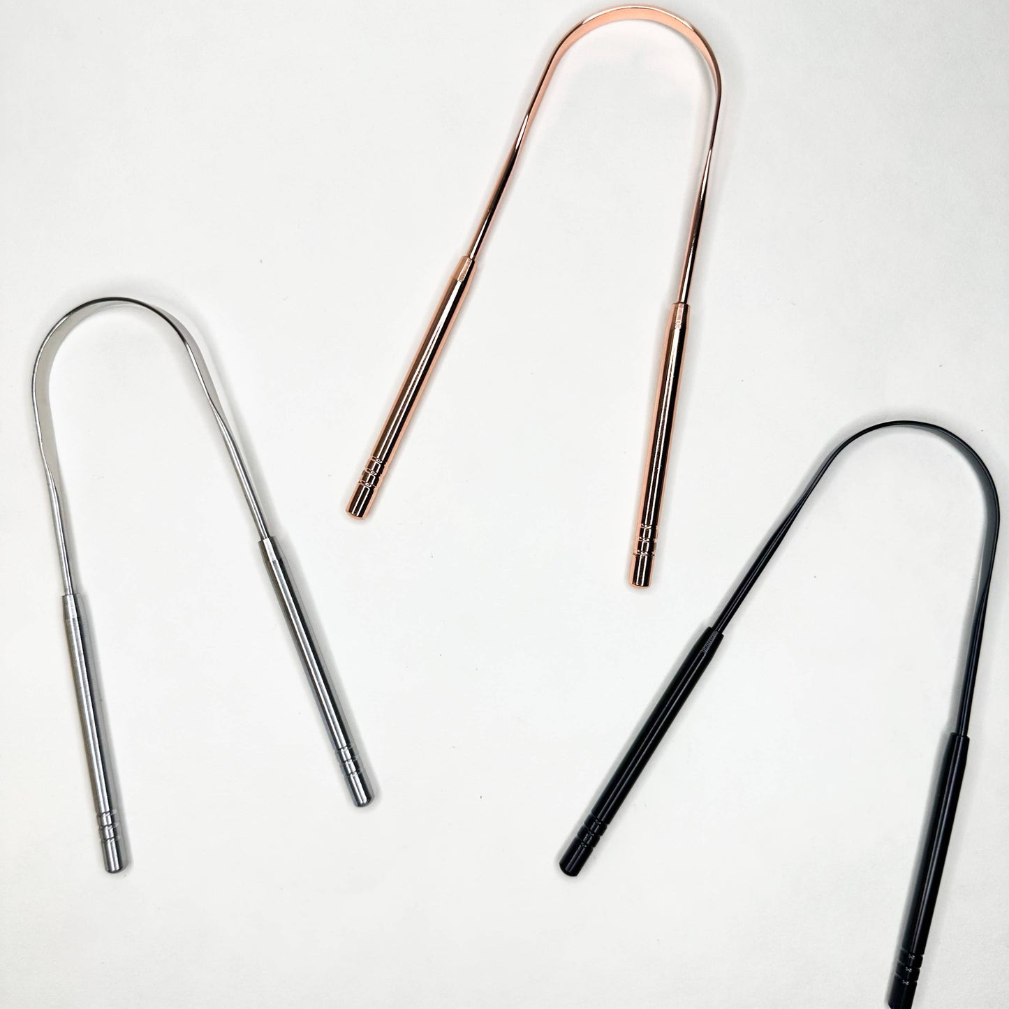 Reusable Stainless Steel Tongue Scraper : Shiny Silver Scraper