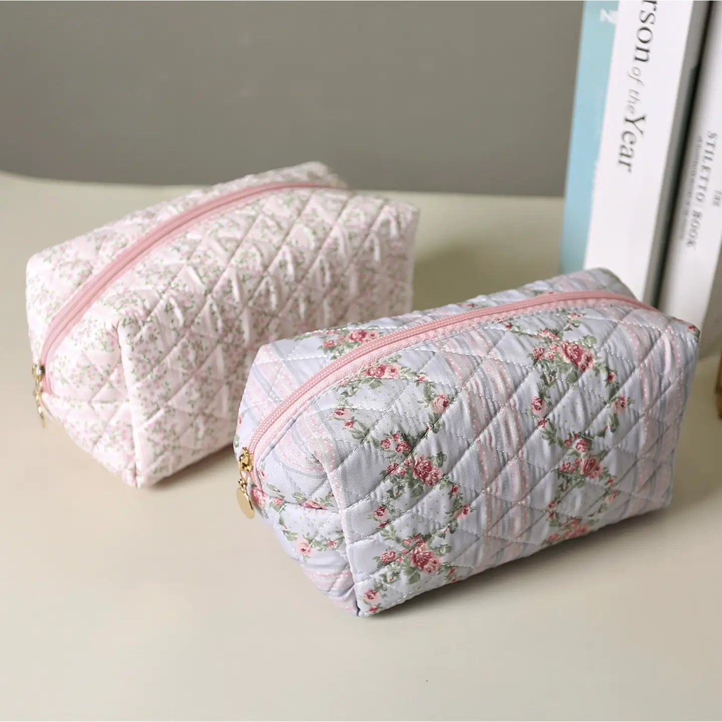 Quilted Floral Design Cosmetic Bags - TOSHA: Assorted / ONE SIZE