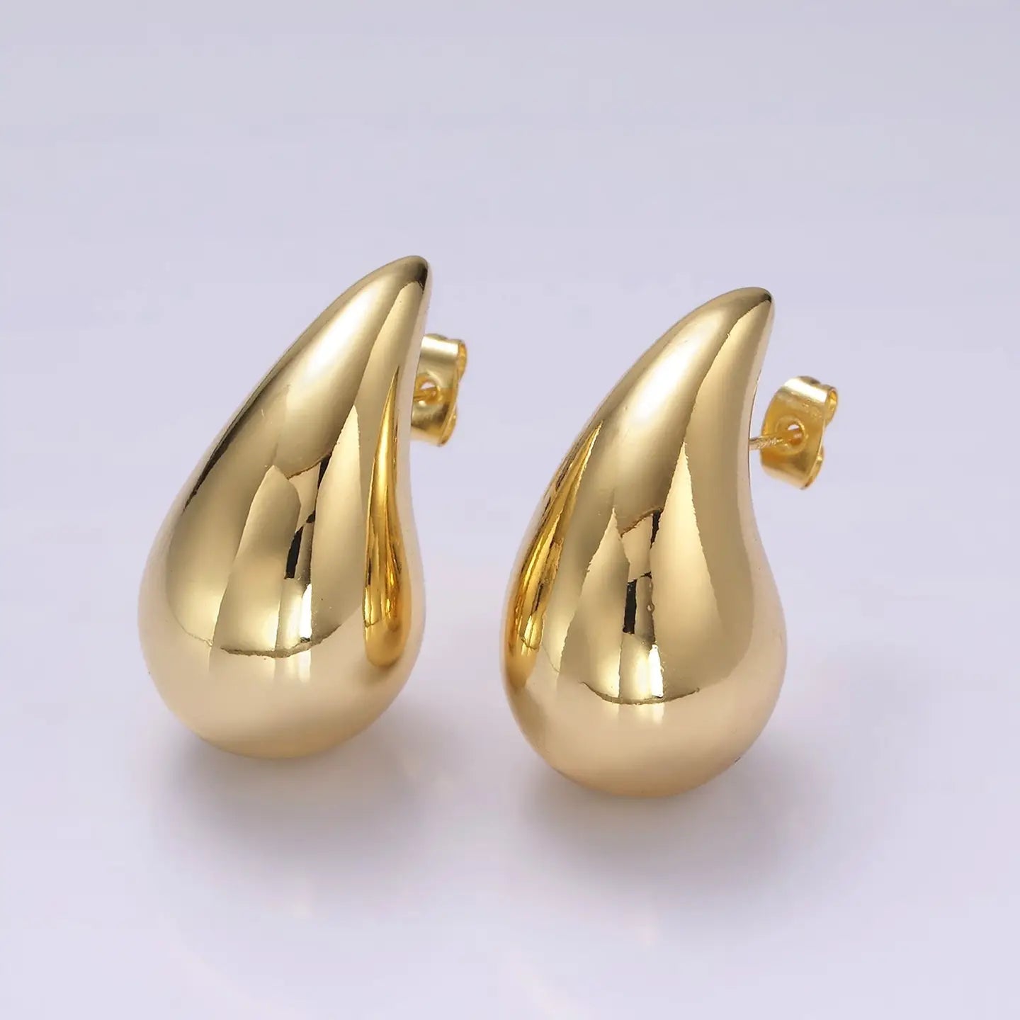 14K Gold Filled 30mm Chunky Modern Teardrop Stud Kylie Earrings | AE-194