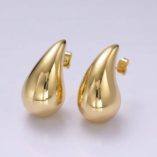 14K Gold Filled 30mm Chunky Modern Teardrop Stud Kylie Earrings | AE-194