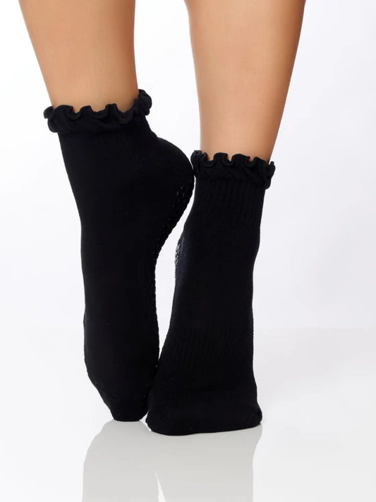 The Ruffle Grip Sock Black