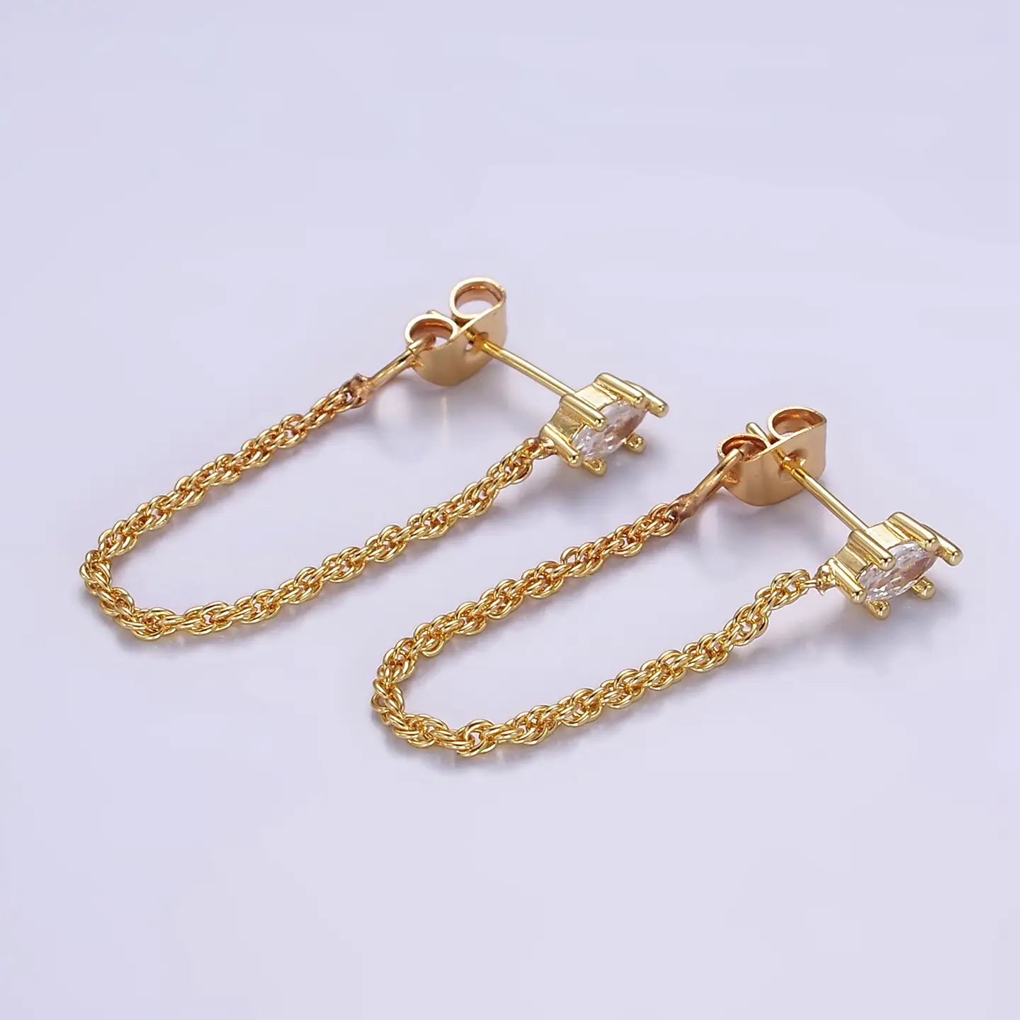 16k Gold Filled CZ Chain Link Stud Earrings | T060