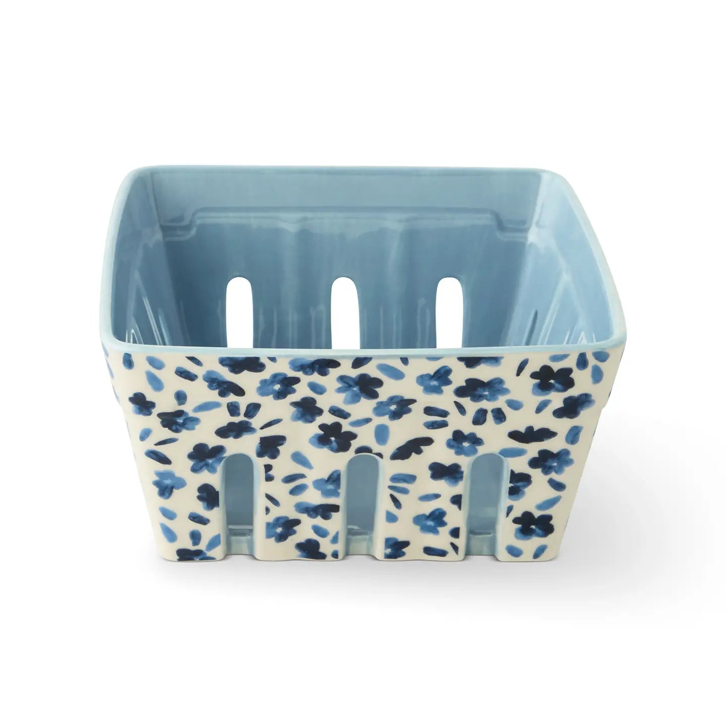 Printed Ceramic Berry Basket - Blue Floral