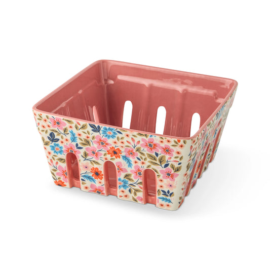 Printed Ceramic Berry Basket - Pink Wildflower