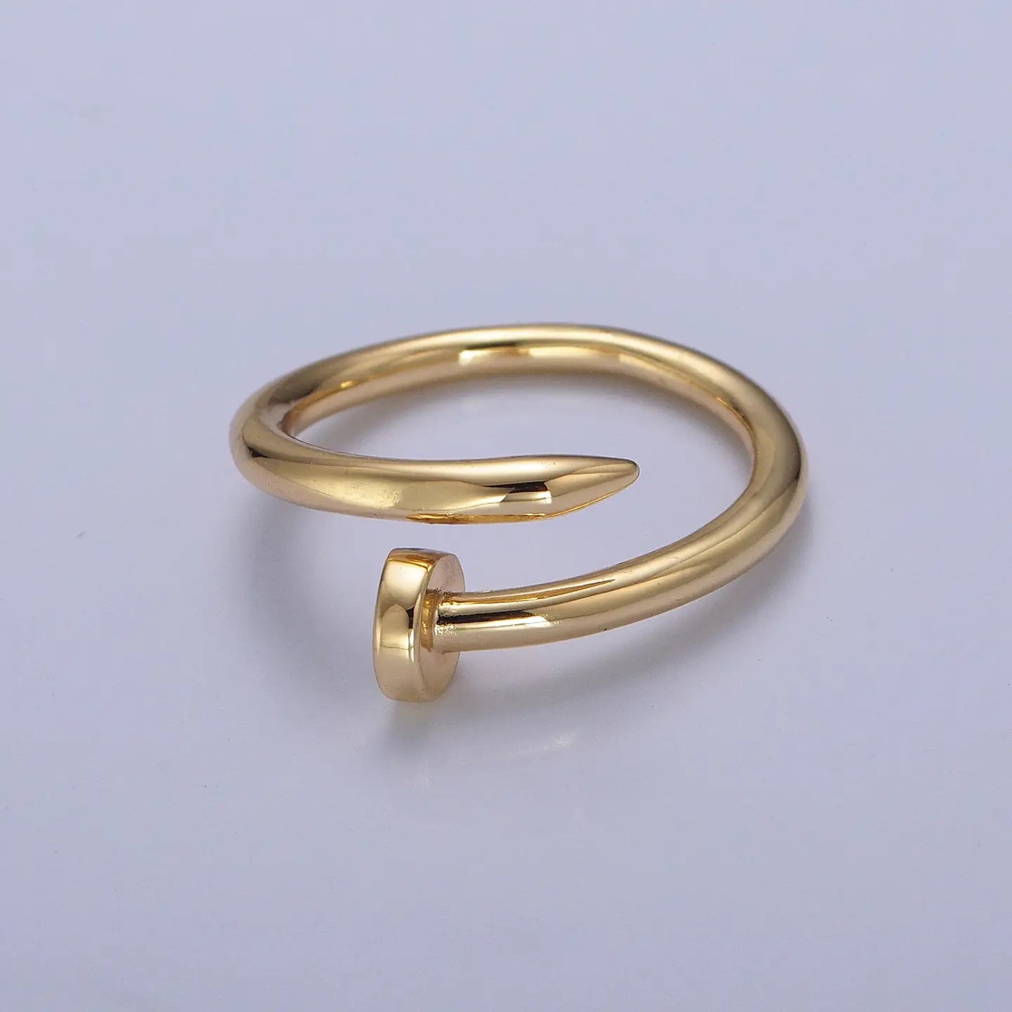 24k Gold Plated Minimal Nail Bent Ring | O-2194