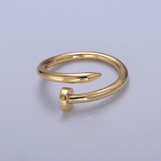 24k Gold Plated Minimal Nail Bent Ring | O-2194