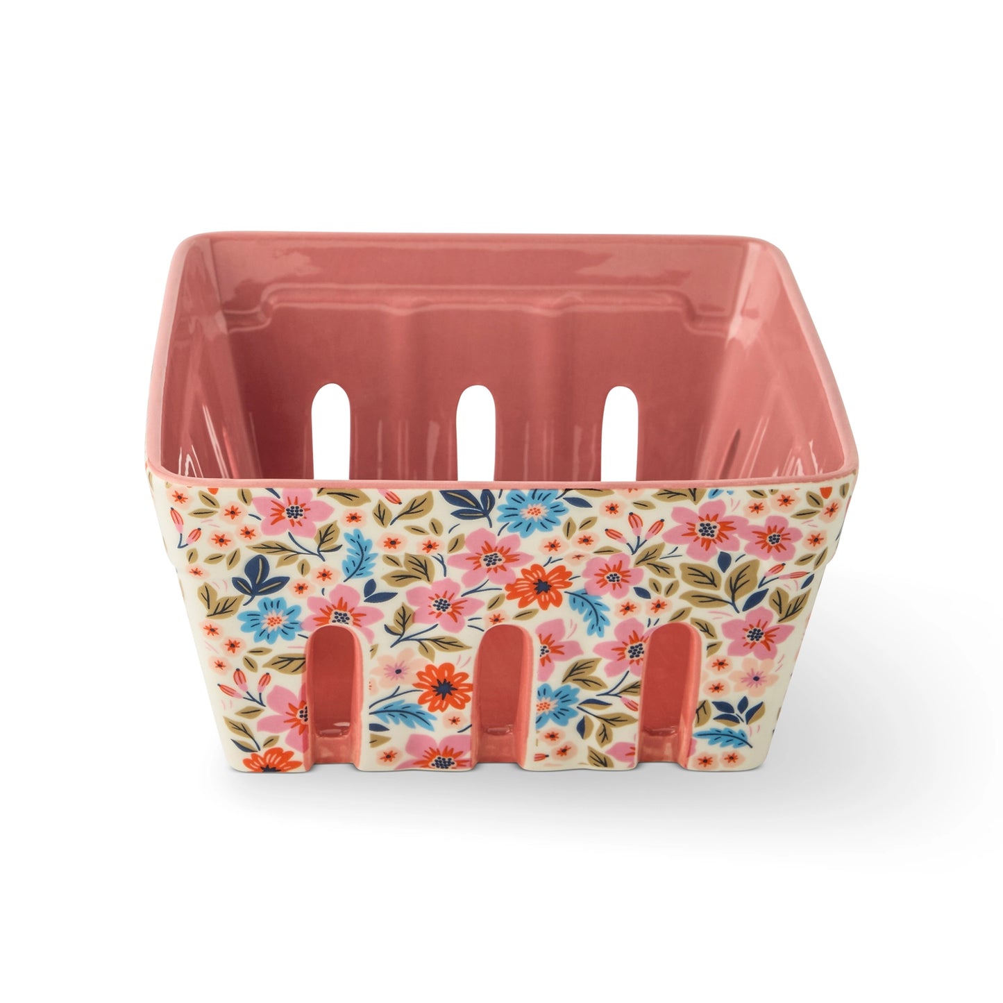 Printed Ceramic Berry Basket - Pink Wildflower