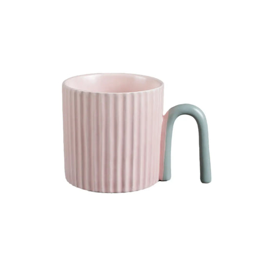 18 oz Two Tone Ridge Arch Handle Ceramic Mug