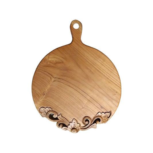 12" Round Teak Charcuterie Serving Board: Medium