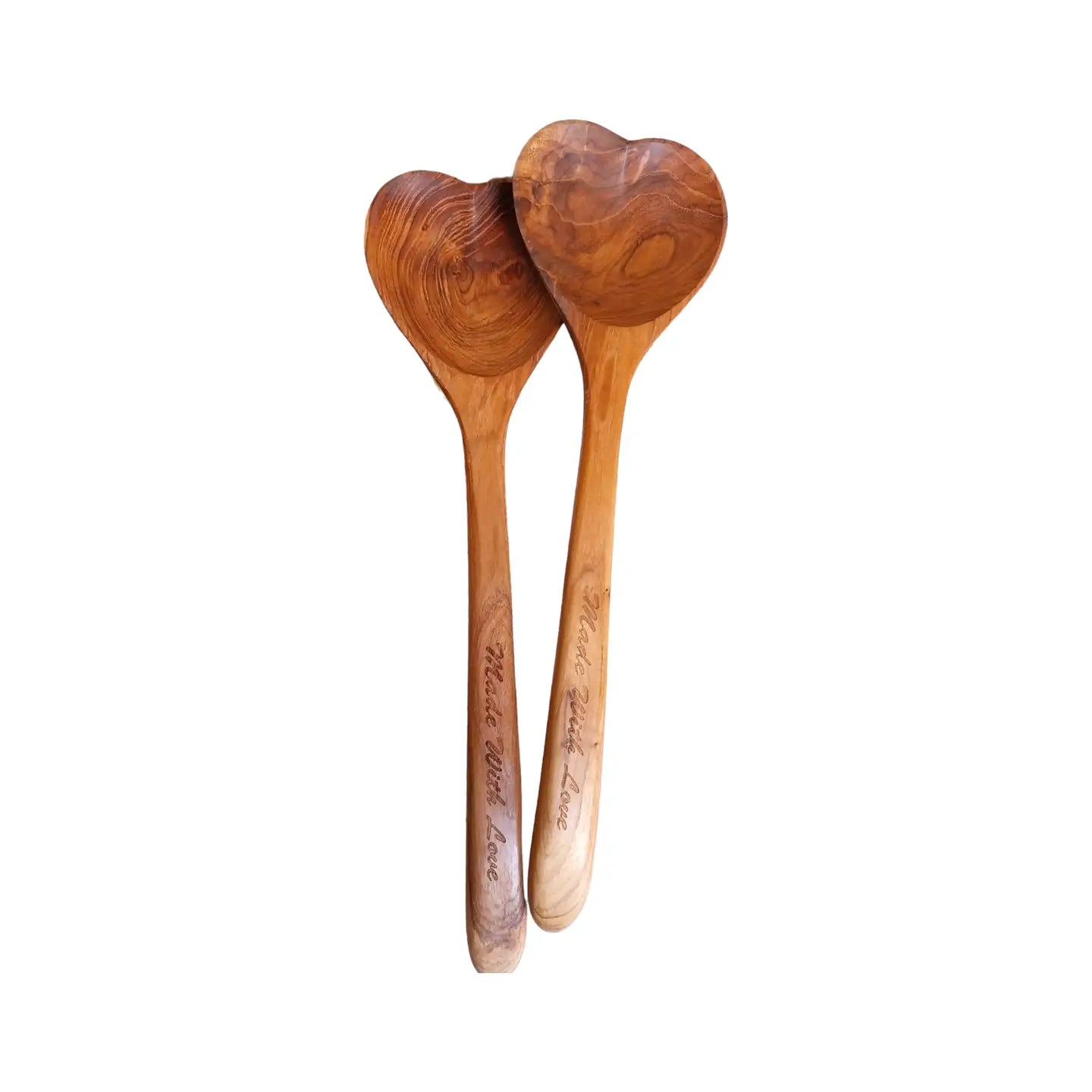Heart Shaped Teak Wood Salad Spoon-Set of 2