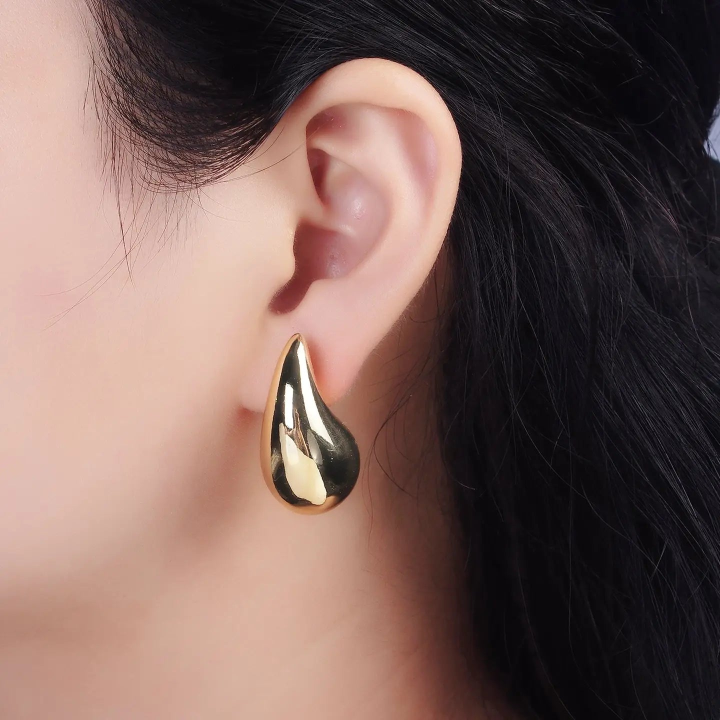 14K Gold Filled 30mm Chunky Modern Teardrop Stud Kylie Earrings | AE-194